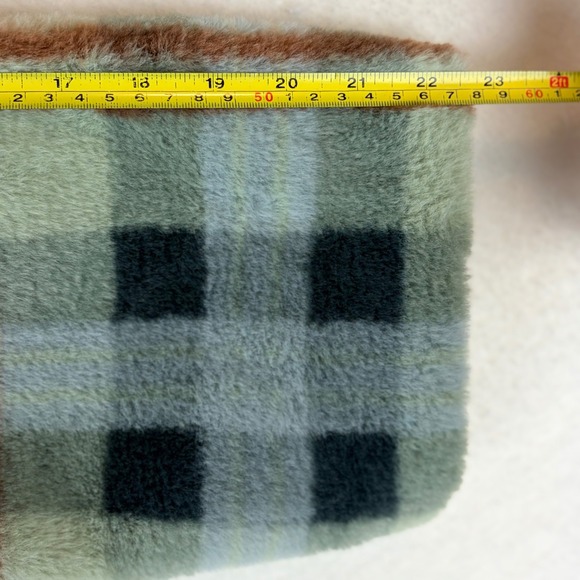 Vici Yosemite Adventures Plaid Teddy Jacket Sage Faux Fur Snap Front Large - Picture 7 of 12